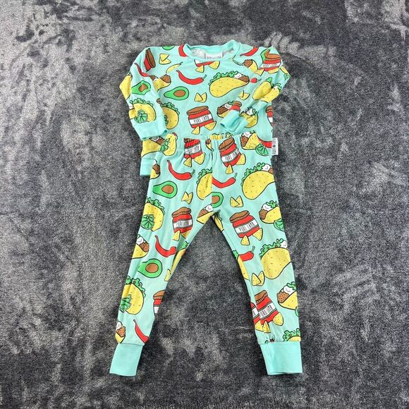 Purl Lamb Taco Two Piece Kids Outfit Teal 4/5 T Long Sleeve 100% Cotton - Picture 1 of 8